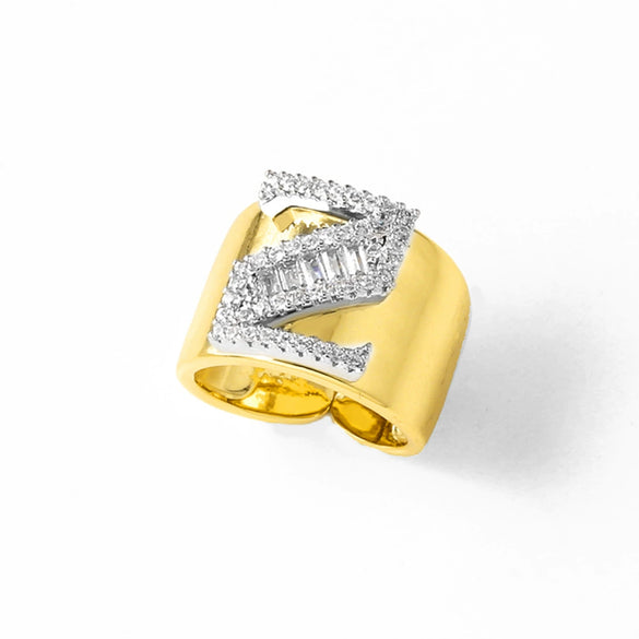 Wholesale Ring Copper Goldplated Geometric Letter Design