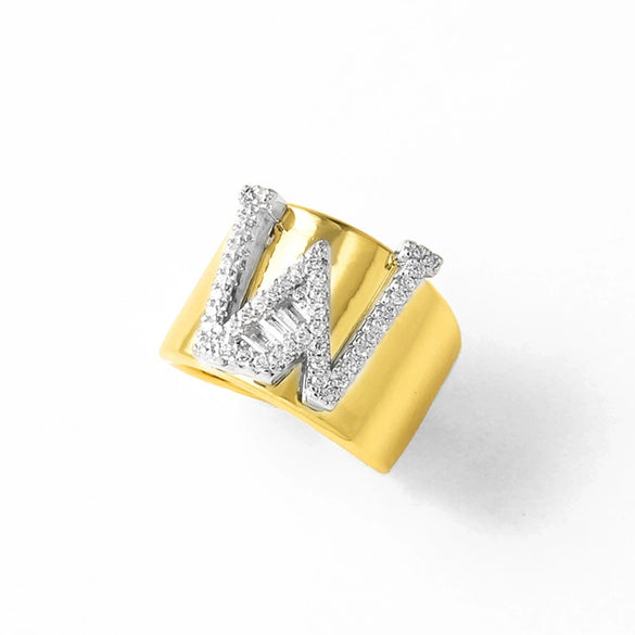 Wholesale Ring Copper Goldplated Geometric Letter Design