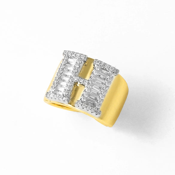 Wholesale Ring Copper Goldplated Geometric Letter Design