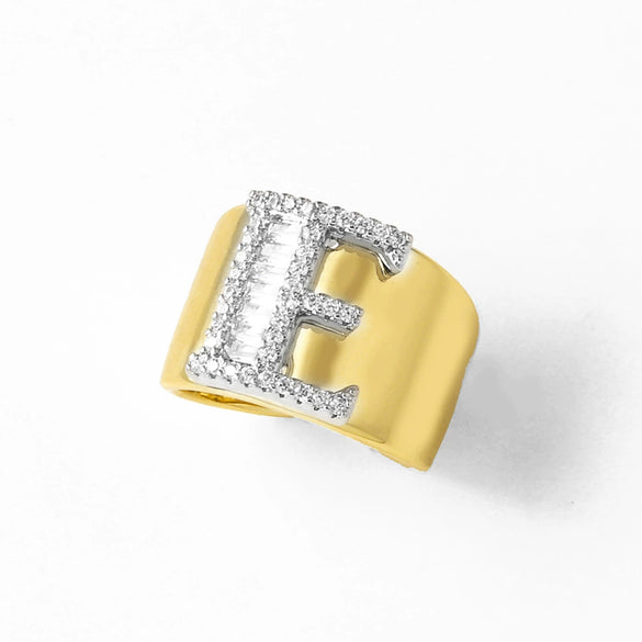 Wholesale Ring Copper Goldplated Geometric Letter Design