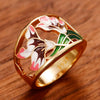 Wholesale Ring Copper Goldplated Oil Dripping Flowers Pattern Light Luxury Style For Women