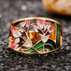 Wholesale Ring Copper Goldplated Oil Dripping Flowers Pattern Light Luxury Style For Women