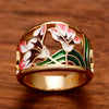 Wholesale Ring Copper Goldplated Oil Dripping Flowers Pattern Light Luxury Style For Women