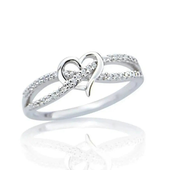 Wholesale Ring Copper Heart Shape Inlaid Zircon For Women