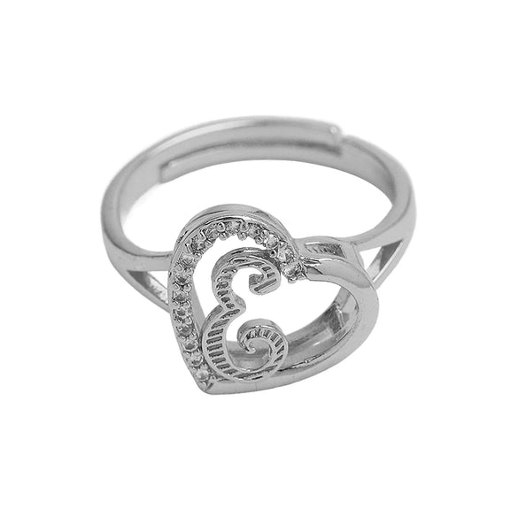 Wholesale Ring Copper Heart Shaped Love Texture Hollow With English Letters Electroplated