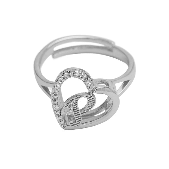 Wholesale Ring Copper Heart Shaped Love Texture Hollow With English Letters Electroplated