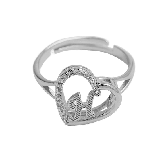 Wholesale Ring Copper Heart Shaped Love Texture Hollow With English Letters Electroplated
