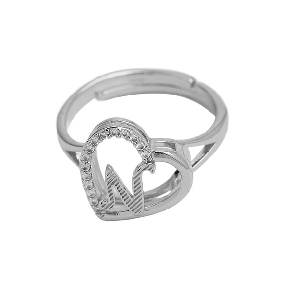 Wholesale Ring Copper Heart Shaped Love Texture Hollow With English Letters Electroplated