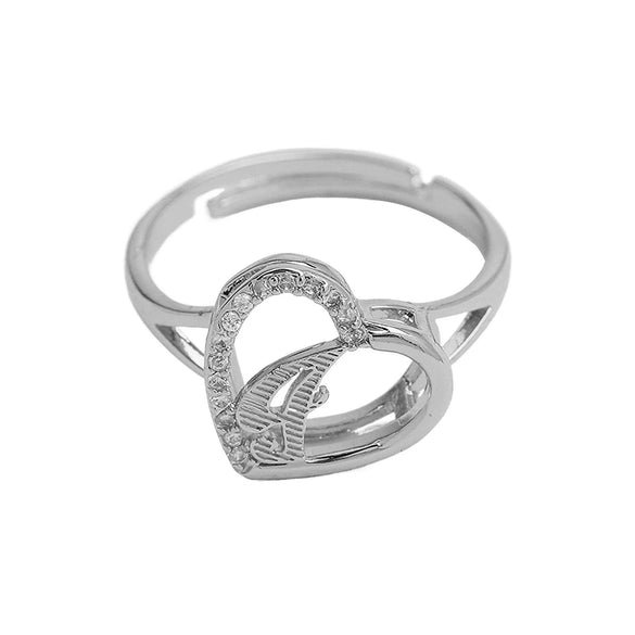 Wholesale Ring Copper Heart Shaped Love Texture Hollow With English Letters Electroplated