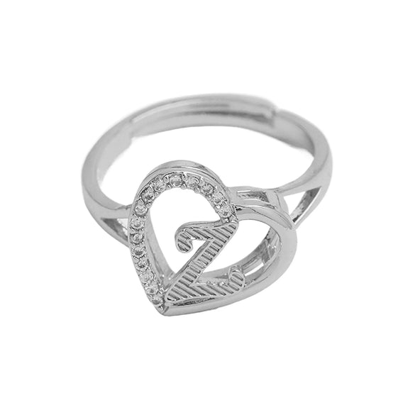 Wholesale Ring Copper Heart Shaped Love Texture Hollow With English Letters Electroplated