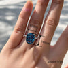 Wholesale Ring Copper Inlaid Imitation Topaz Square Four Claw Princess Geometric Style Women's