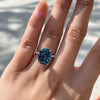 Wholesale Ring Copper Inlaid Imitation Topaz Square Four Claw Princess Geometric Style Women's