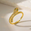 Wholesale Ring Copper Inlaid Rhinestone Geometric Bow Wave Animal Zodiac Butterfly Snake Style
