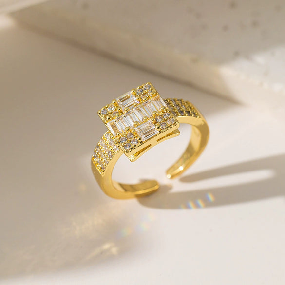 Wholesale Ring Copper Inlaid Rhinestone Geometric Bow Wave Animal Zodiac Butterfly Snake Style