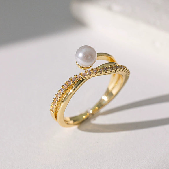 Wholesale Ring Copper Inlaid Rhinestone Geometric Bow Wave Animal Zodiac Butterfly Snake Style