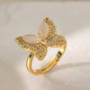 Wholesale Ring Copper Inlaid Rhinestone Geometric Bow Wave Animal Zodiac Butterfly Snake Style