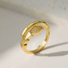 Wholesale Ring Copper Inlaid Rhinestone Geometric Bow Wave Animal Zodiac Butterfly Snake Style