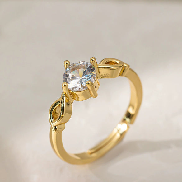 Wholesale Ring Copper Inlaid Rhinestone Geometric Bow Wave Animal Zodiac Butterfly Snake Style