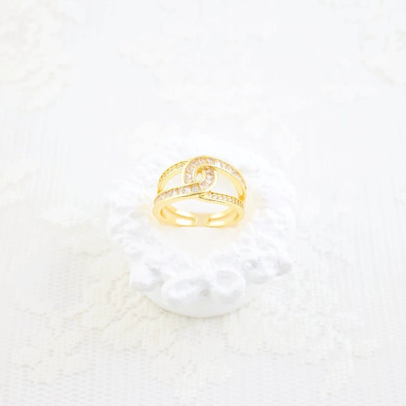 Wholesale Ring Copper Inlaid Zircon Geometric Style