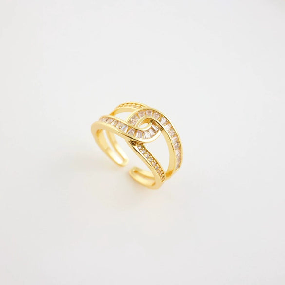Wholesale Ring Copper Inlaid Zircon Geometric Style