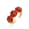 Wholesale Ring Copper Inlaid Zirconium Insect Ladybug Style