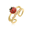 Wholesale Ring Copper Inlaid Zirconium Insect Ladybug Style