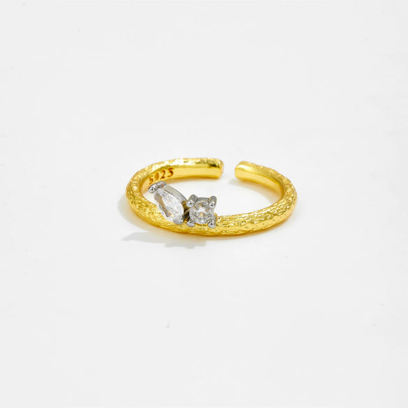 Wholesale Ring Copper 18K Gold Electroplated Geometric Style Adjustable Finger Ring