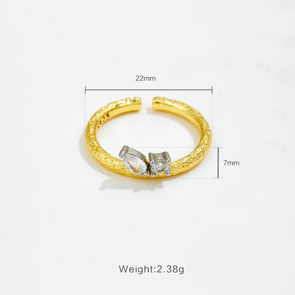 Wholesale Ring Copper 18K Gold Electroplated Geometric Style Adjustable Finger Ring
