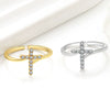 Wholesale Ring Copper 18K Gold Electroplated Microinlaid Zircon Geometric Cross Female Jewelry