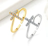 Wholesale Ring Copper 18K Gold Electroplated Microinlaid Zircon Geometric Cross Female Jewelry