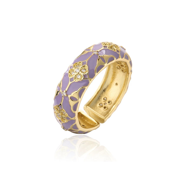Wholesale Ring Copper 18K Gold Plated Geometric Micro Inlay Women's Retro Bohemian Style
