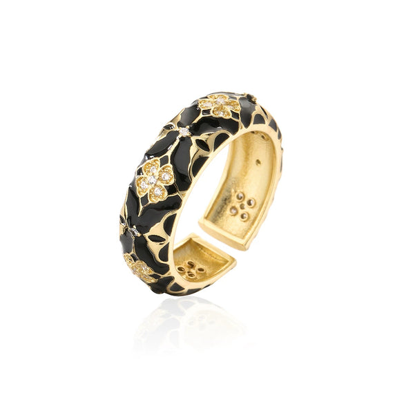 Wholesale Ring Copper 18K Gold Plated Geometric Micro Inlay Women's Retro Bohemian Style