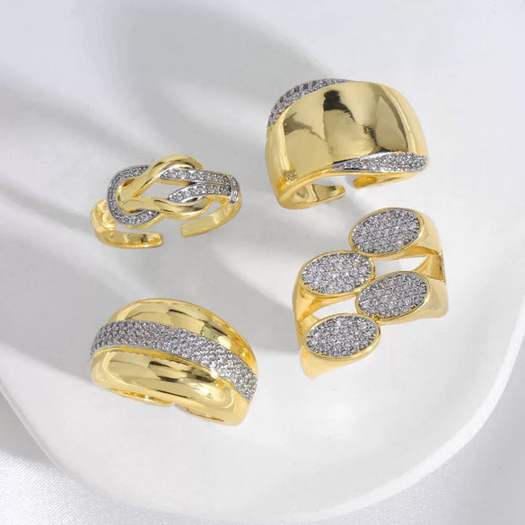 Wholesale Ring Copper 18K Gold Plated Geometric Minimalist Irregular Open