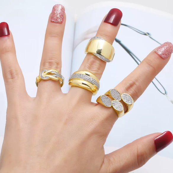Wholesale Ring Copper 18K Gold Plated Geometric Minimalist Irregular Open