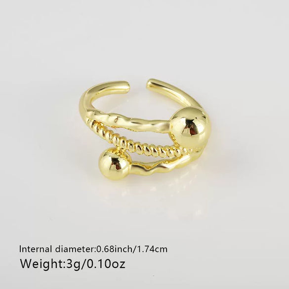 Wholesale Ring Copper 18K Gold Plated Geometric Retro Fashion For Women