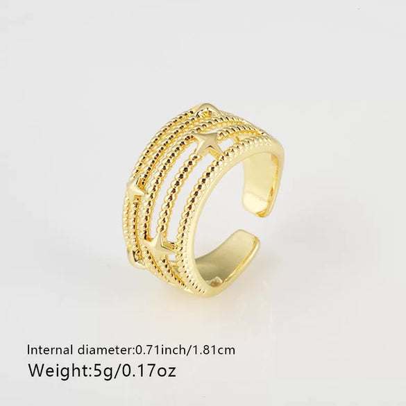 Wholesale Ring Copper 18K Gold Plated Geometric Retro Fashion For Women