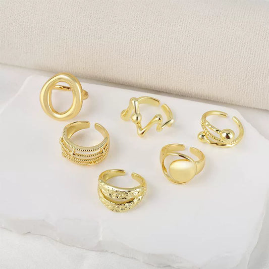 Wholesale Ring Copper 18K Gold Plated Geometric Retro Fashion For Women
