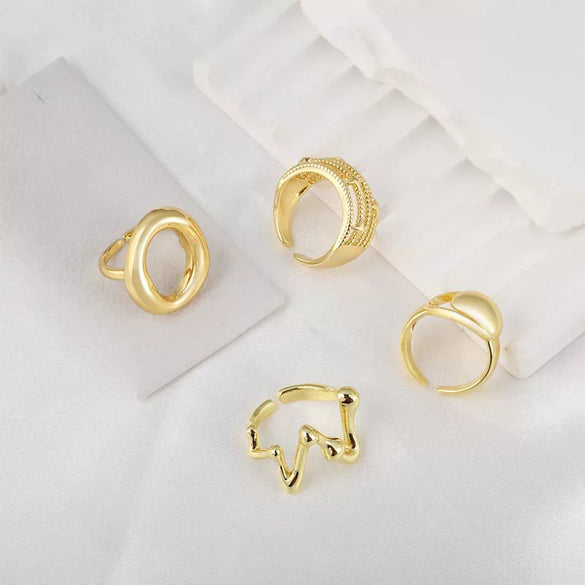 Wholesale Ring Copper 18K Gold Plated Geometric Retro Fashion For Women