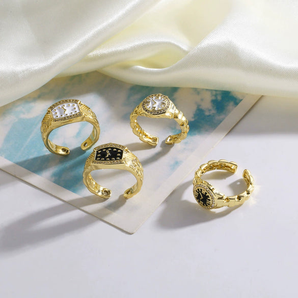 Wholesale Ring Copper 18K Gold Plated Geometric Style Electroplated