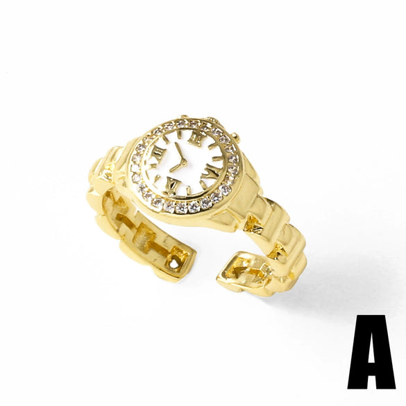 Wholesale Ring Copper 18K Gold Plated Geometric Style Electroplated