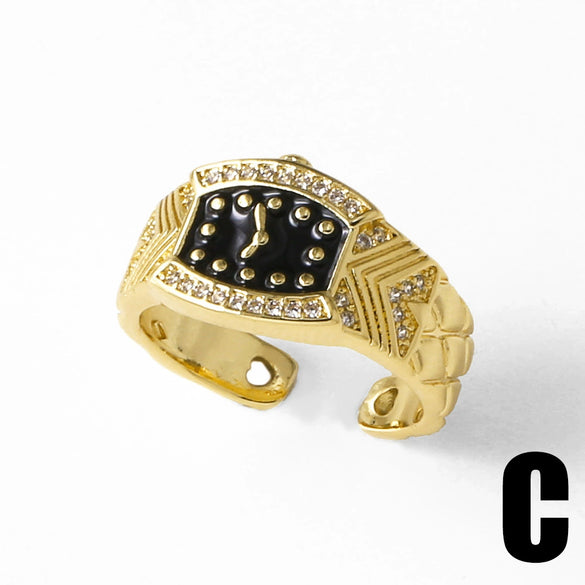 Wholesale Ring Copper 18K Gold Plated Geometric Style Electroplated