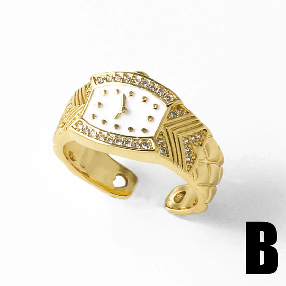 Wholesale Ring Copper 18K Gold Plated Geometric Style Electroplated