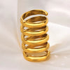 Wholesale Ring Copper 18K Gold Plated Geometric Wave Multi Layer Irregular Spiral Style