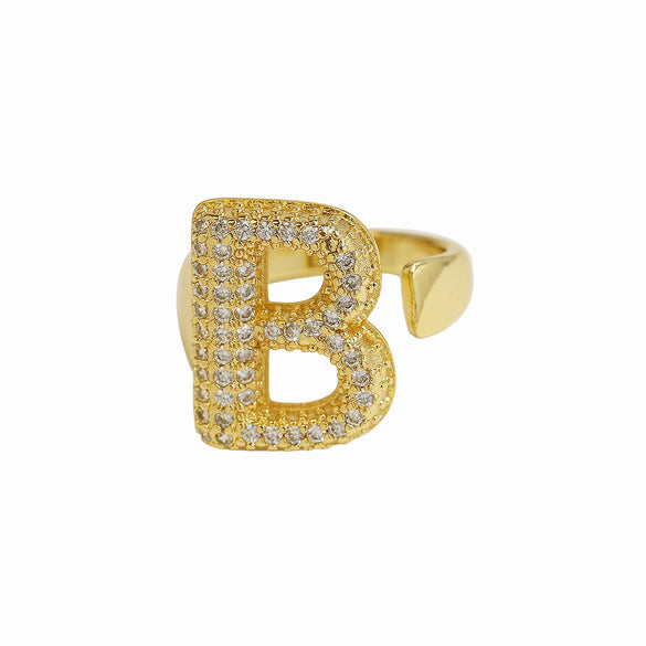 Wholesale Ring Copper 18K Gold Plated Letters Numbers Text Style Balloon Bubble Shape
