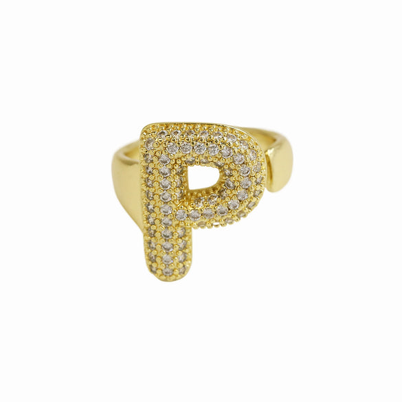 Wholesale Ring Copper 18K Gold Plated Letters Numbers Text Style Balloon Bubble Shape