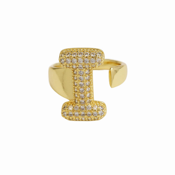 Wholesale Ring Copper 18K Gold Plated Letters Numbers Text Style Balloon Bubble Shape