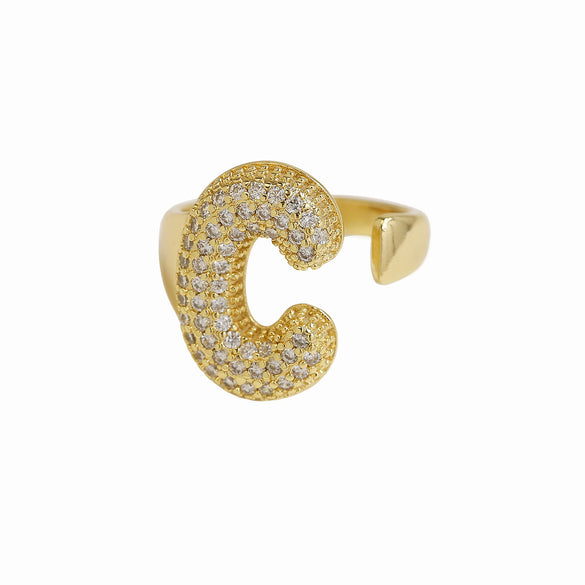 Wholesale Ring Copper 18K Gold Plated Letters Numbers Text Style Balloon Bubble Shape