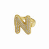 Wholesale Ring Copper 18K Gold Plated Letters Numbers Text Style Balloon Bubble Shape