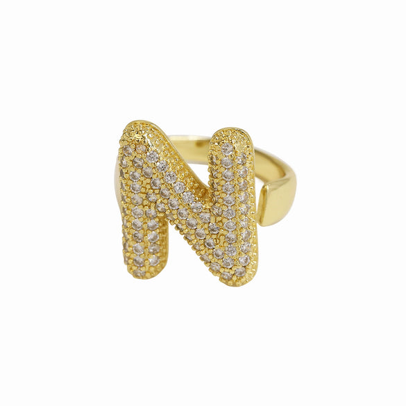 Wholesale Ring Copper 18K Gold Plated Letters Numbers Text Style Balloon Bubble Shape