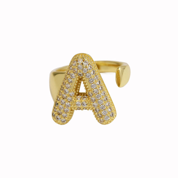 Wholesale Ring Copper 18K Gold Plated Letters Numbers Text Style Balloon Bubble Shape